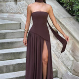 Elena – Maxi Haljina s Otvorenim Ramena, Raskidom i Chokerom