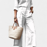 Sabina Ružičasti Set s Laganom Košuljom i Capri Hlačama